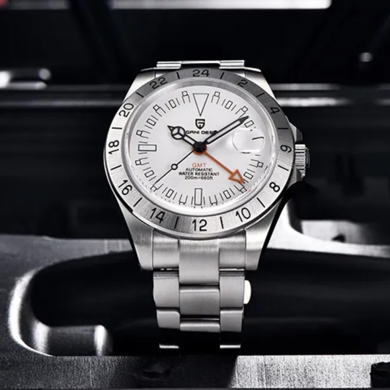 Мужские часы Pagani Design PD-1693 Silver-White с сапфировым стеклом и механикой Pearl DG5833GMT