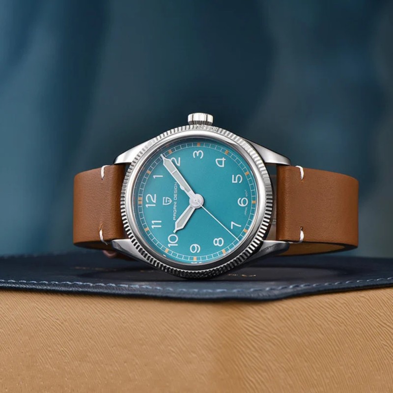 Мужские часы Pagani Design PD-1765 Silver-Blue-Brown с сапфировым стеклом и механизмом SEIKO VH31