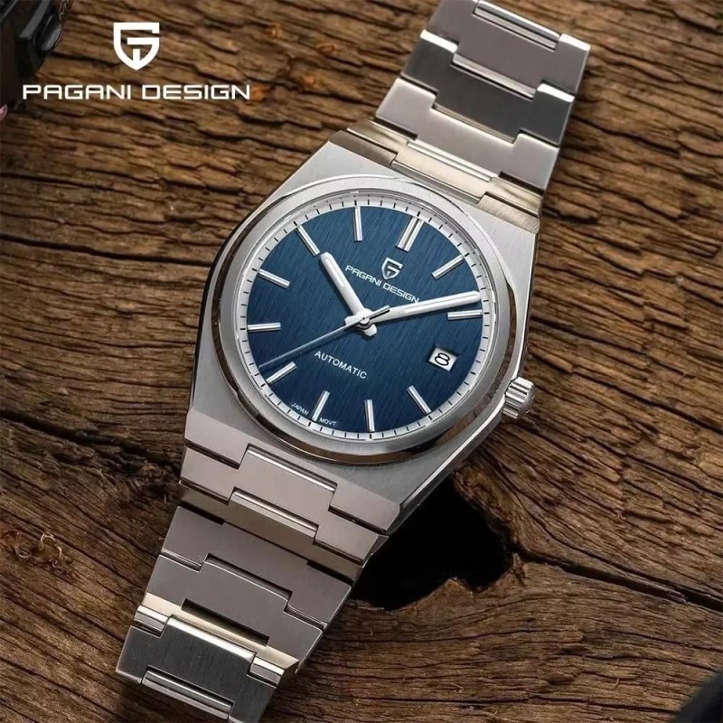 Мужские механические часы Pagani Design PD-1753 Silver-Blue с сапфировым стеклом и механизмом SEIKO NH35