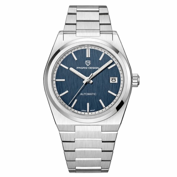 Мужские механические часы Pagani Design PD-1753 Silver-Blue с сапфировым стеклом и механизмом SEIKO NH35