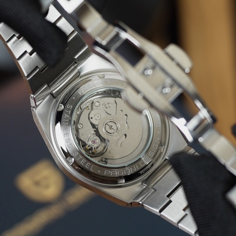 Мужские механические часы Pagani Design PD-1753 Silver-Green с сапфировым стеклом и механизмом Seiko NH35