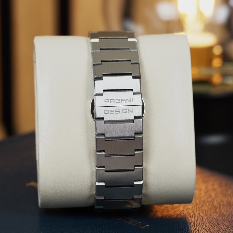 Мужские механические часы Pagani Design PD-1753 Silver-Green с сапфировым стеклом и механизмом Seiko NH35