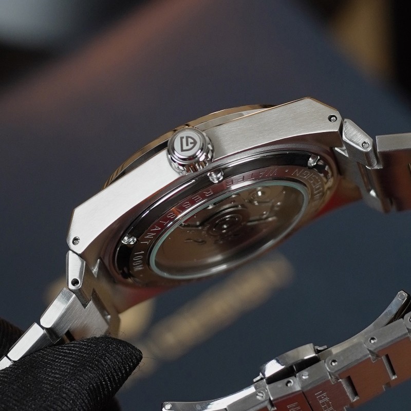 Мужские механические часы Pagani Design PD-1753 Silver-Green с сапфировым стеклом и механизмом Seiko NH35