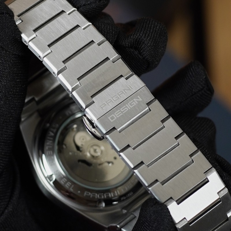 Мужские механические часы Pagani Design PD-1753 Silver-Green с сапфировым стеклом и механизмом Seiko NH35