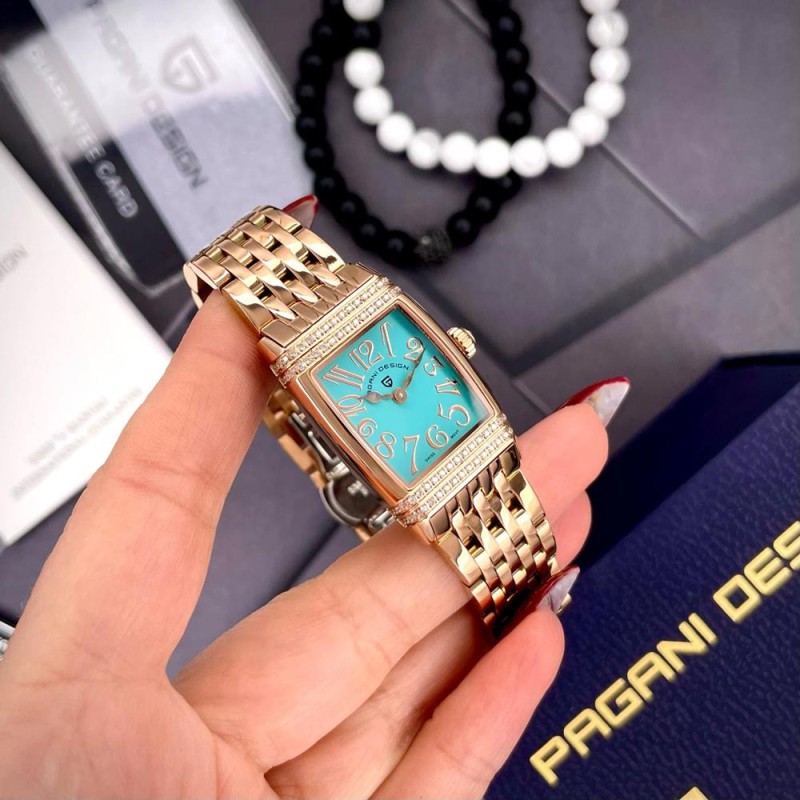 Жіночий годинник Pagani Design PD-1737 RoseGold-Blue з сапфіровим склом та швейцарським механізмом Ronda