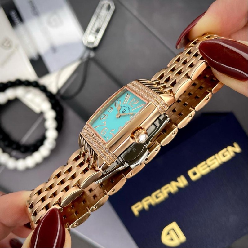 Жіночий годинник Pagani Design PD-1737 RoseGold-Blue з сапфіровим склом та швейцарським механізмом Ronda