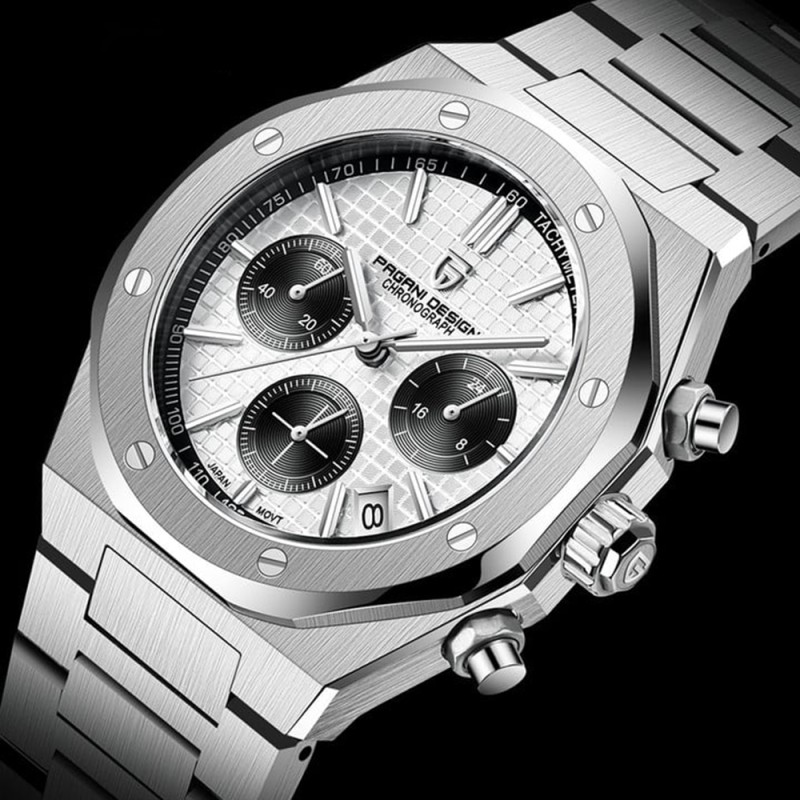 Чоловічий годинник Pagani Design PD-1707 Silver-Silver з хронографом та сапфіровим склом