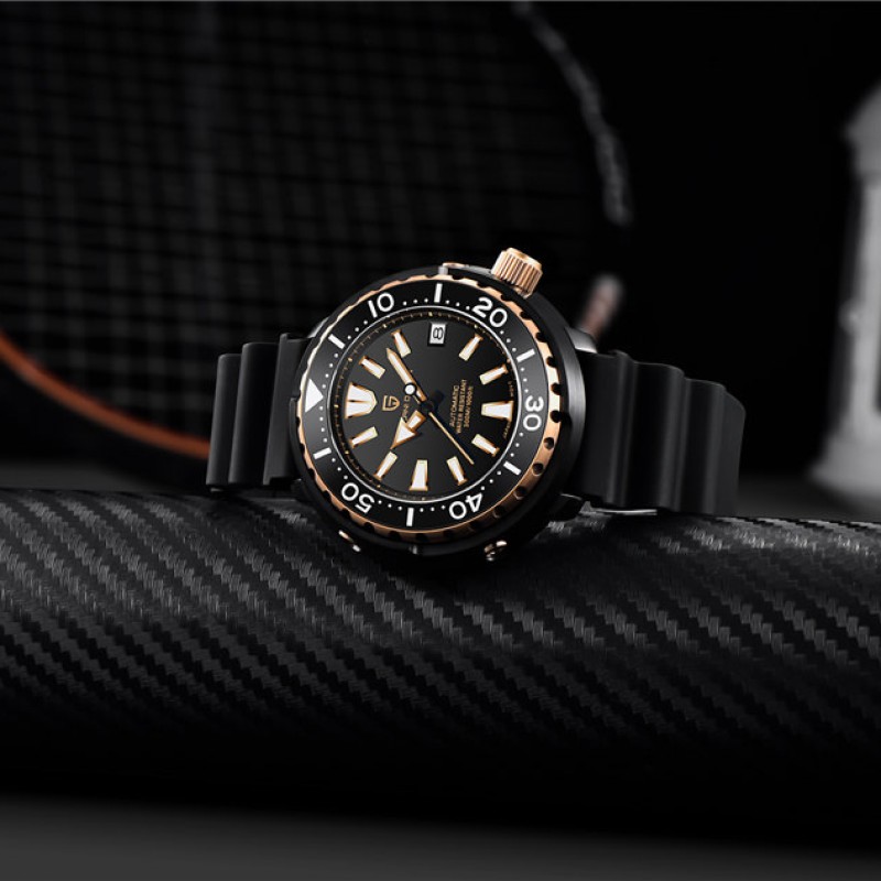 Мужские часы Pagani Design PD-1695 Black-Gold с японским механизмом SEIKO NH35 и сапфировым стеклом