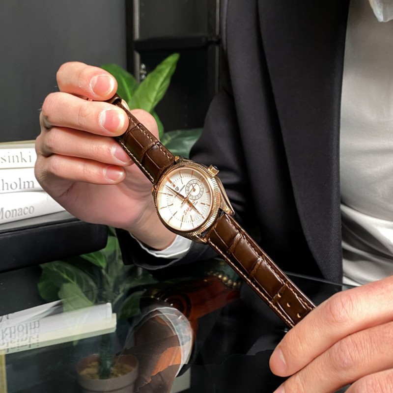 Мужские часы Pagani Design PD-1689 Gold-White-Brown с сапфировым стеклом и механизмом SEIKO VH65