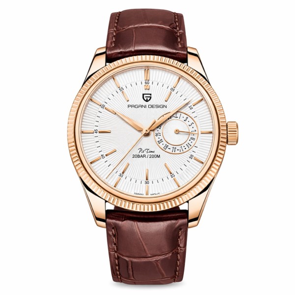 Мужские часы Pagani Design PD-1689 Gold-White-Brown с сапфировым стеклом и механизмом SEIKO VH65
