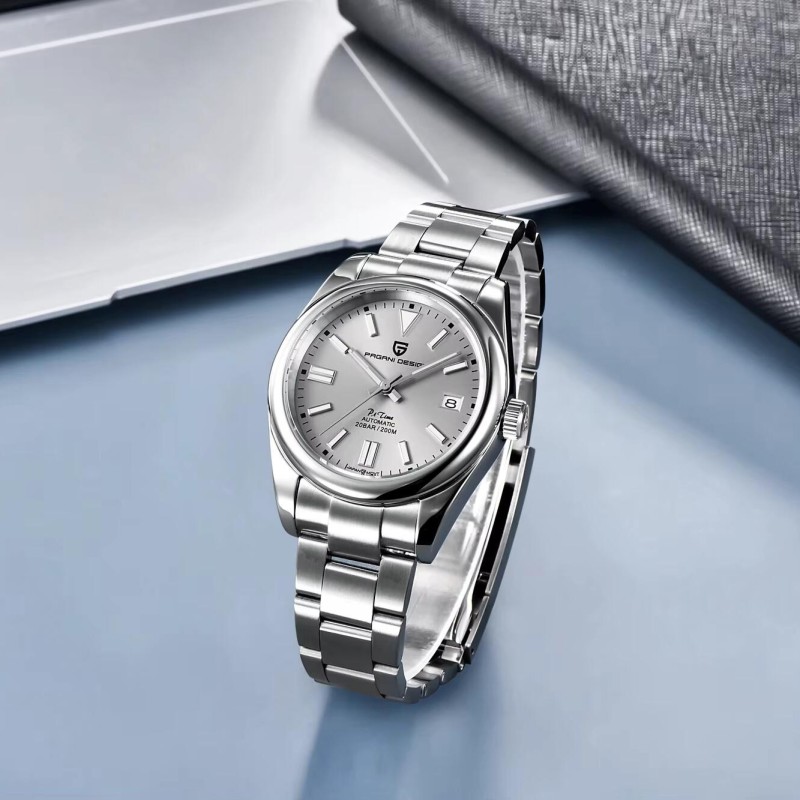 Мужские механические часы Pagani Design PD-1690 Silver-Grey с сапфировым стеклом и механизмом Seiko NH35