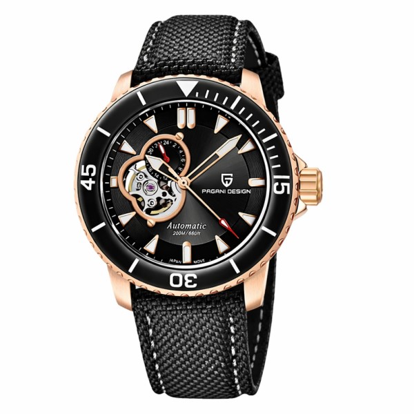 Мужские механические часы Pagani Design PD-1674 Gold-Black с механизмом SEIKO NH39 и сапфировым стеклом