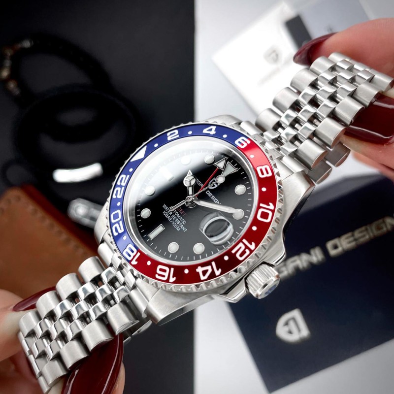 Мужские часы Pagani Design PD-1662 Pepsi с сапфировым стеклом и механикой Pearl DG5833GMT