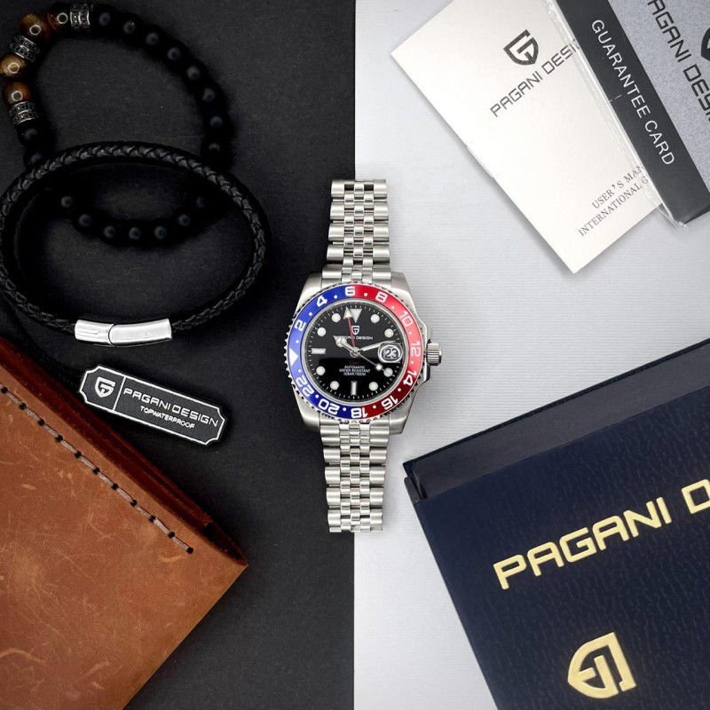 Мужские часы Pagani Design PD-1662 Pepsi с сапфировым стеклом и механикой Pearl DG5833GMT