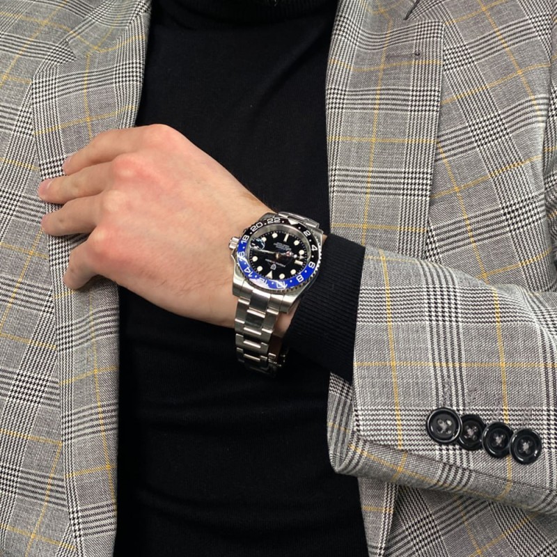 Мужские механические часы Pagani Design PD-1662 Silver-Blue-Black с GMT и сапфировым стеклом