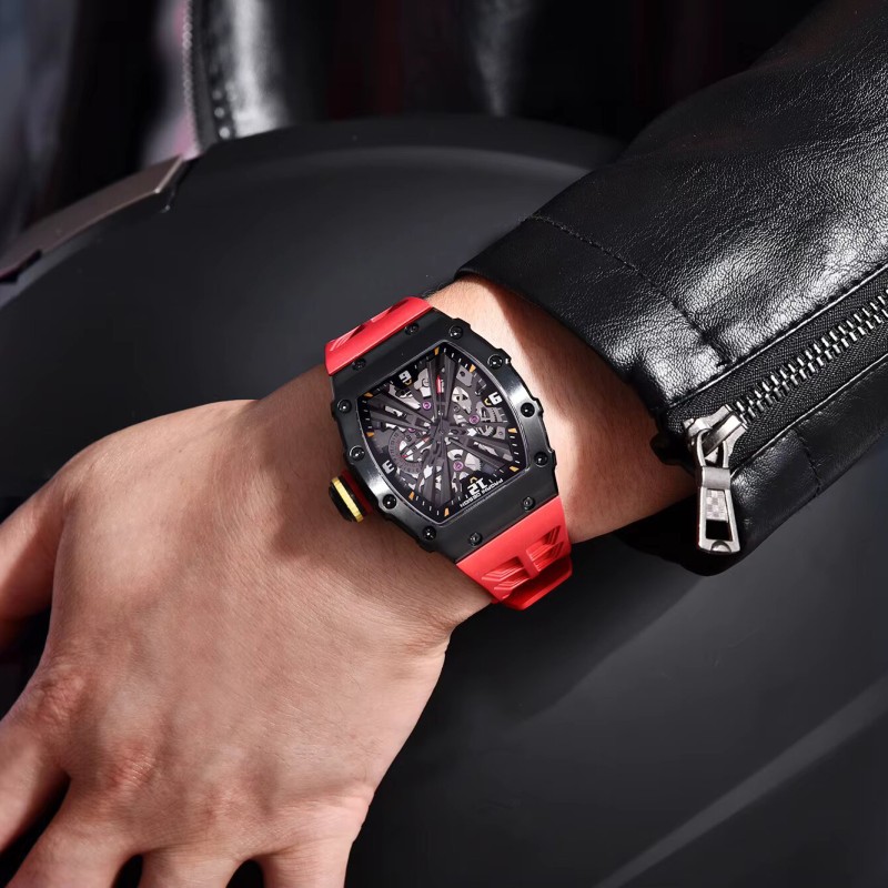 Мужские часы Pagani Design PD-1738 Black-Red с сапфировым стеклом и механизмом SEIKO VH65