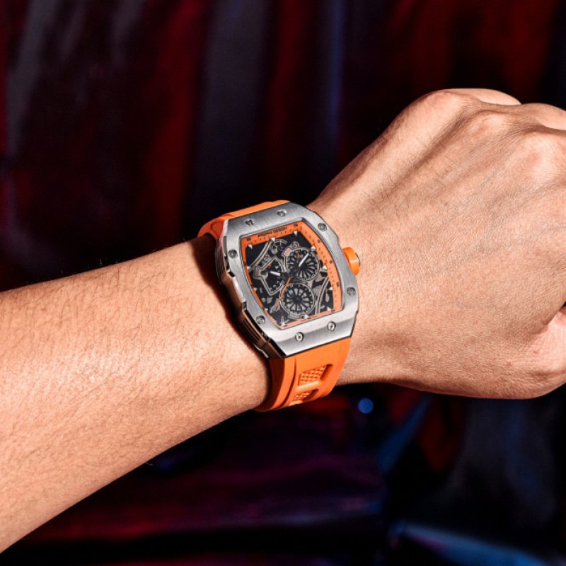 Мужские спортивные часы Pagani Design PD-YS012 Silver-Orange с сапфировым стеклом и механизмом Seiko