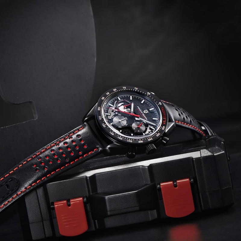 Мужские часы Pagani Design PD-1779 Black-Red с сапфировым стеклом и механизмом Seiko VK63