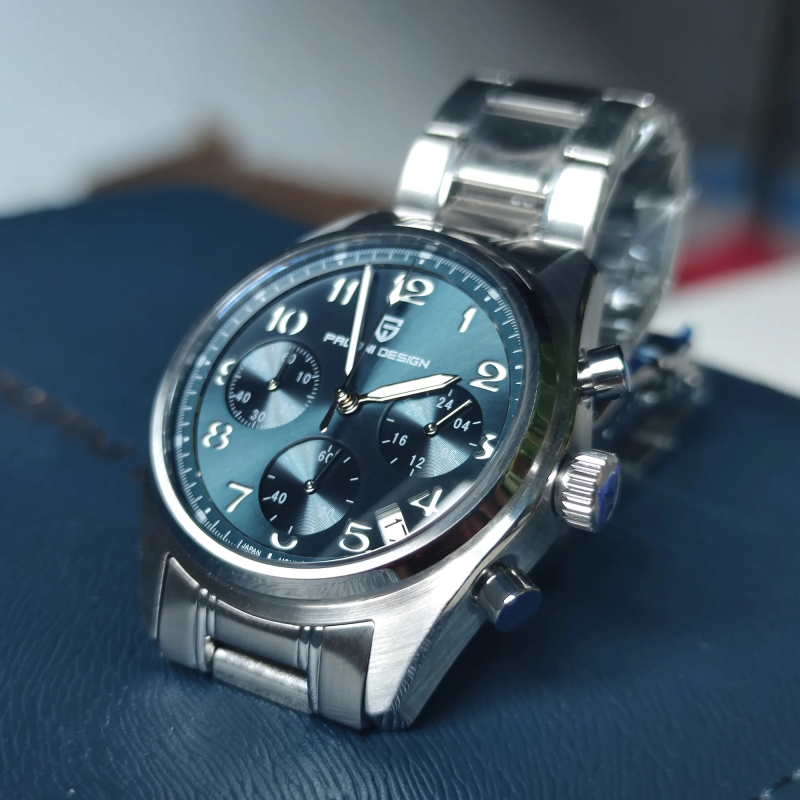Чоловічий годинник Pagani Design PD-1773 Silver-Blue з сапфіровим склом та механізмом Seiko VK63