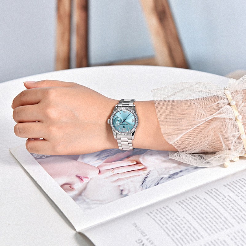 Жіночий годинник Pagani Design PD-1776 Silver-Blue з сапфіровим склом та механізмом Seiko VH65