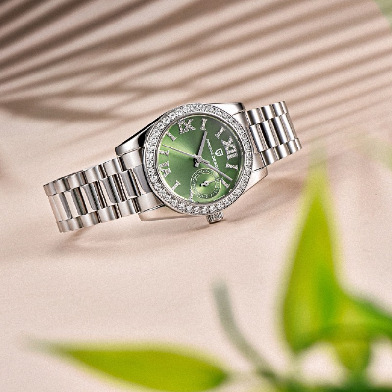 Жіночий годинник Pagani Design PD-1776 Silver-Green із сапфіровим склом та механізмом Seiko