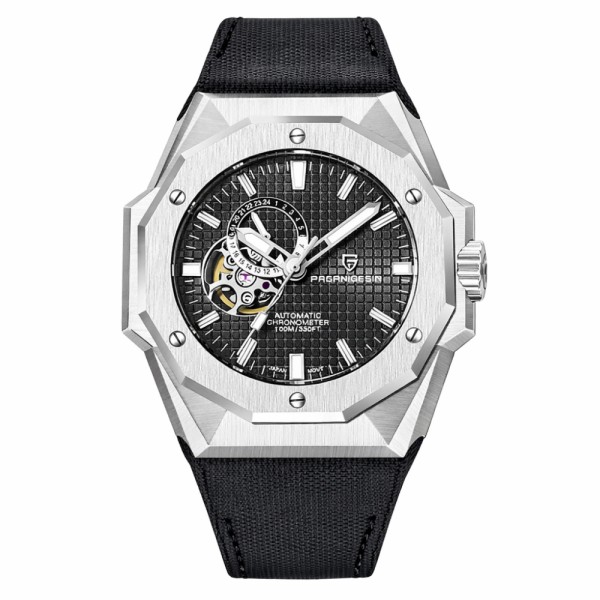 Мужские механические часы Pagani Design PD-YS010 Silver-Black с сапфировым стеклом и автоподзаводом
