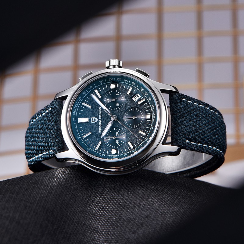 Чоловічий годинник Pagani Design PD-1781 Blue-Silver-Blue з сапфіровим склом та хронографом