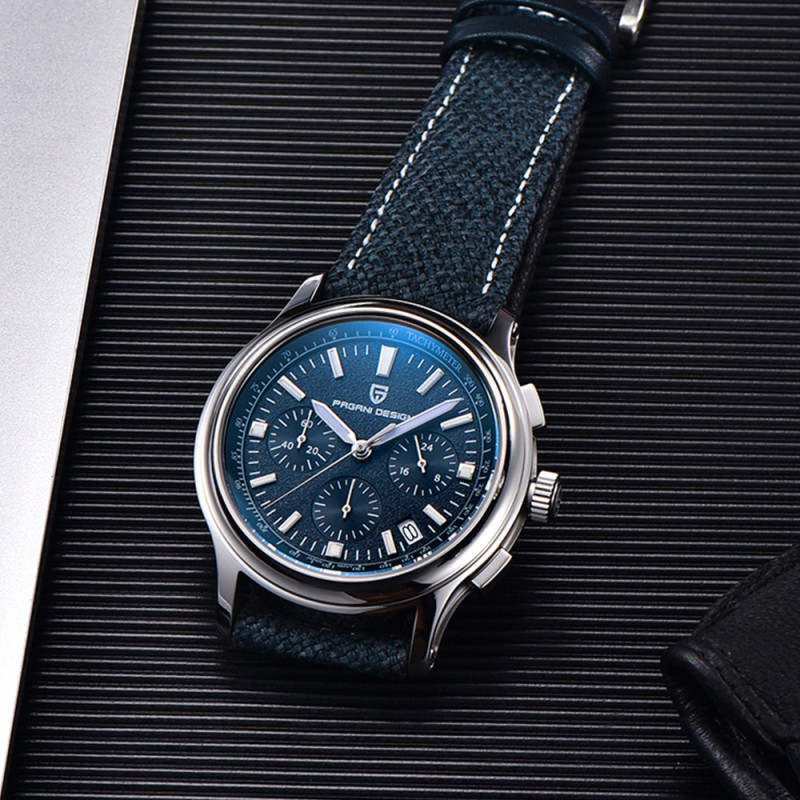 Чоловічий годинник Pagani Design PD-1781 Blue-Silver-Blue з сапфіровим склом та хронографом