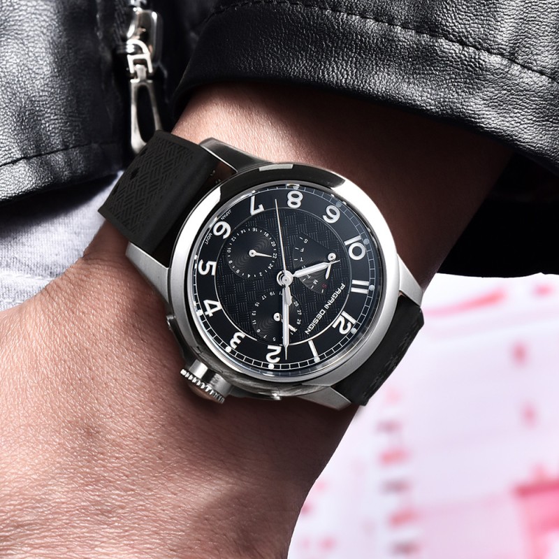 Чоловічий годинник Pagani Design PD-1780 Black-Silver-Black з сапфіровим склом та механізмом VH88