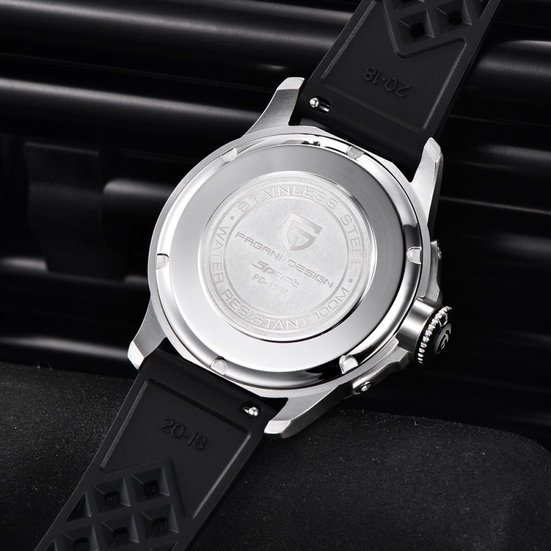 Чоловічий годинник Pagani Design PD-1780 Black-White з сапфіровим склом та японським механізмом VH88