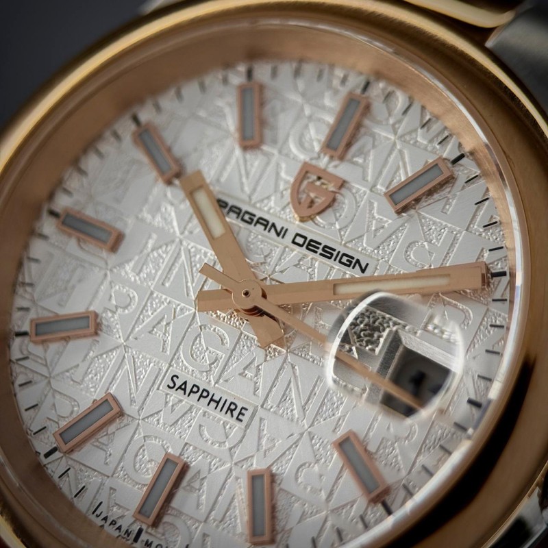 Мужские часы Pagani Design PD-1794M Silver-Rose Gold-White с сапфировым стеклом и японским механизмом