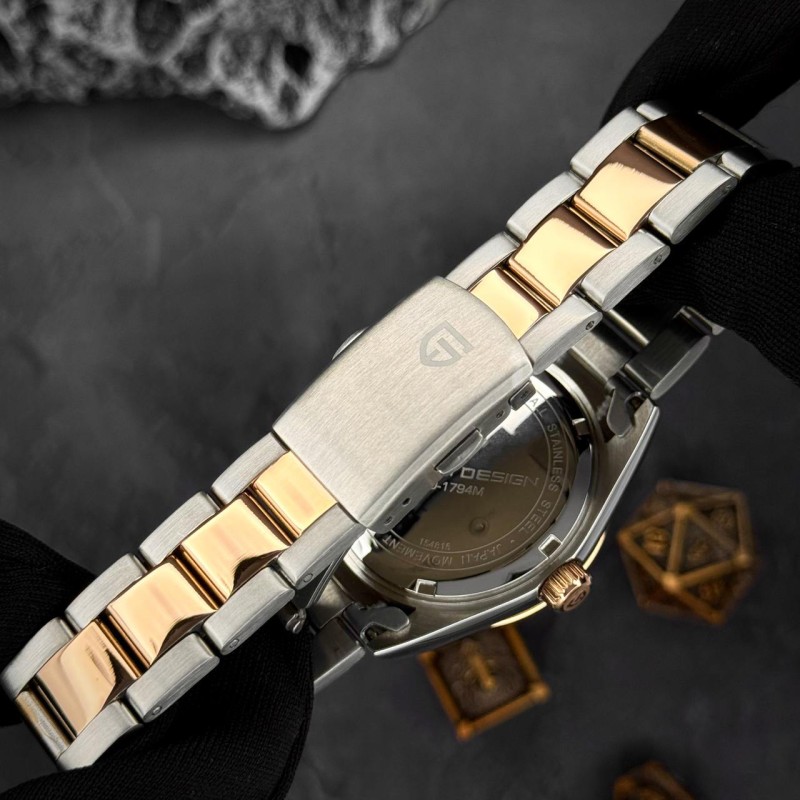 Мужские часы Pagani Design PD-1794M Silver-Rose Gold-White с сапфировым стеклом и японским механизмом