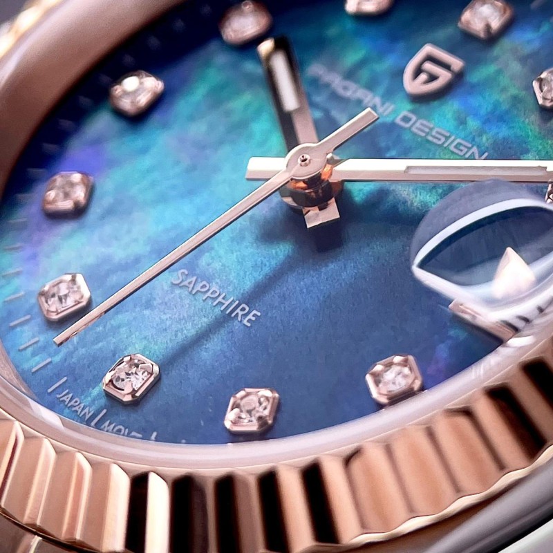 Жіночий годинник Pagani Design PD-1794L Silver-Rose Gold-Blue з сапфіровим склом та японським механізмом Miyota