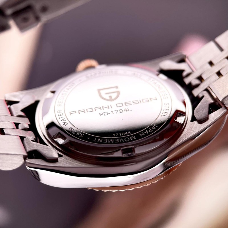 Жіночий годинник Pagani Design PD-1794L Silver-Rose Gold-Blue з сапфіровим склом та японським механізмом Miyota