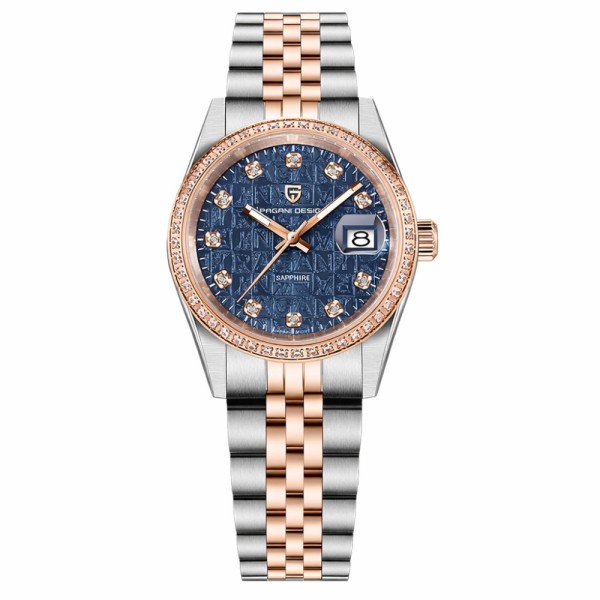 Жіночий годинник Pagani Design PD-1794L Silver-Rose Gold-Blue з сапфіровим склом та механізмом Miyota