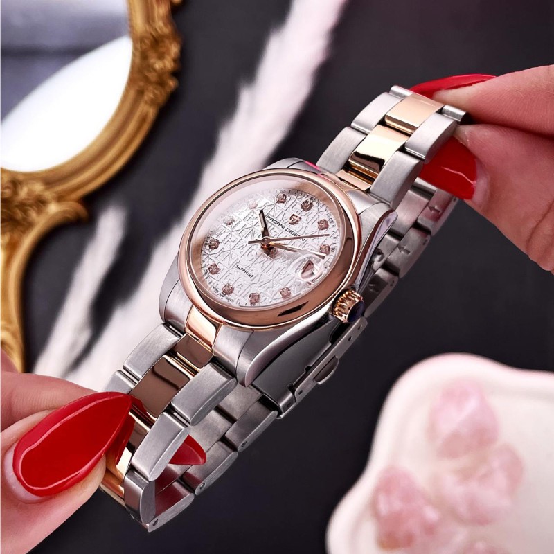 Женские часы Pagani Design PD-1794L Silver-Rose Gold-White с сапфировым стеклом и механизмом Miyota