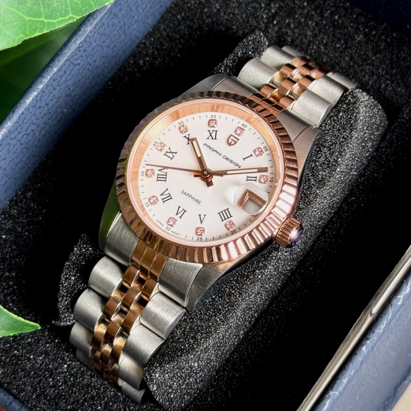 Жіночий годинник Pagani Design PD-1794L Silver-Rose Gold-White з сапфіровим склом та японським механізмом