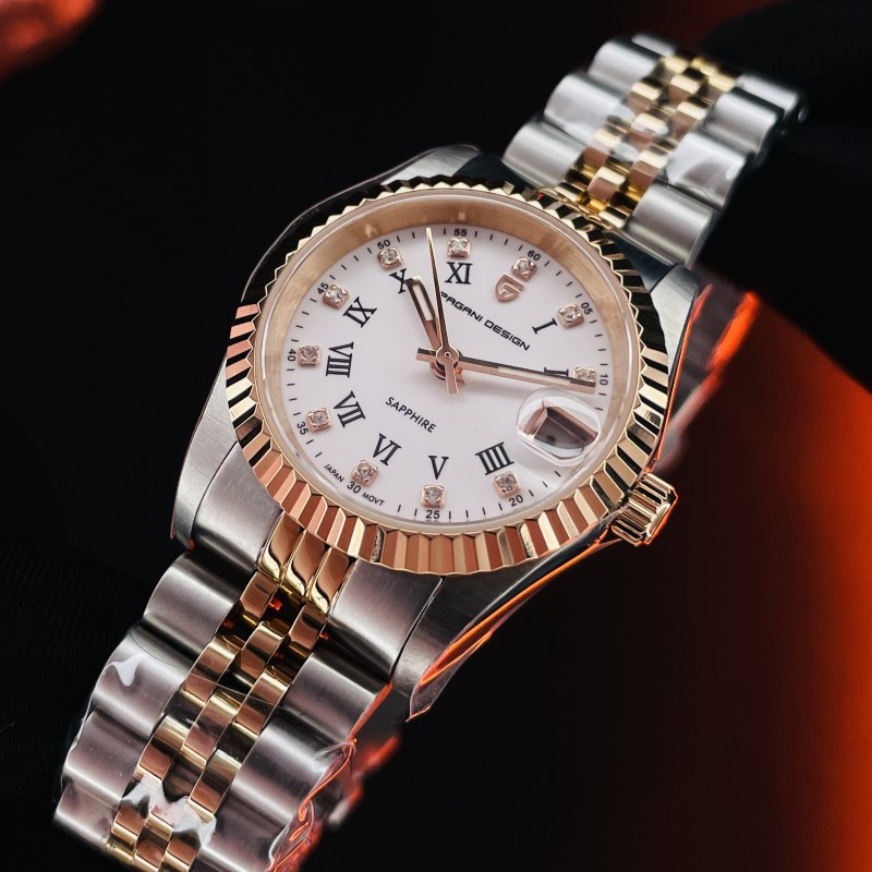 Жіночий годинник Pagani Design PD-1794L Silver-Rose Gold-White з сапфіровим склом та японським механізмом