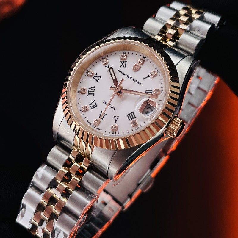 Жіночий годинник Pagani Design PD-1794L Silver-Rose Gold-White з сапфіровим склом та японським механізмом