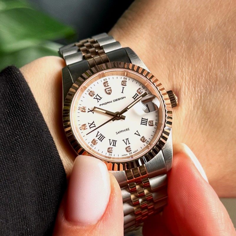 Жіночий годинник Pagani Design PD-1794L Silver-Rose Gold-White з сапфіровим склом та японським механізмом