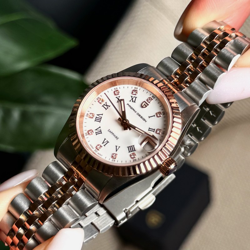 Жіночий годинник Pagani Design PD-1794L Silver-Rose Gold-White з сапфіровим склом та японським механізмом