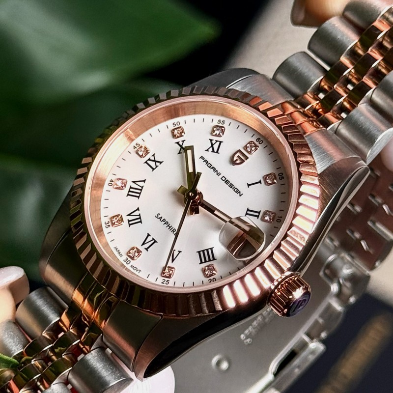 Жіночий годинник Pagani Design PD-1794L Silver-Rose Gold-White з сапфіровим склом та японським механізмом