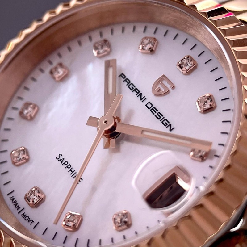 Жіночий годинник Pagani Design PD-1794L Silver-Rose Gold-White з сапфіровим склом та механізмом Miyota
