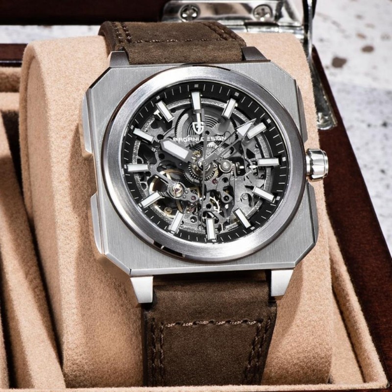 Мужские механические часы Pagani Design PD-1791 Brown-Silver-Black с автоподзаводом и сапфировым стеклом