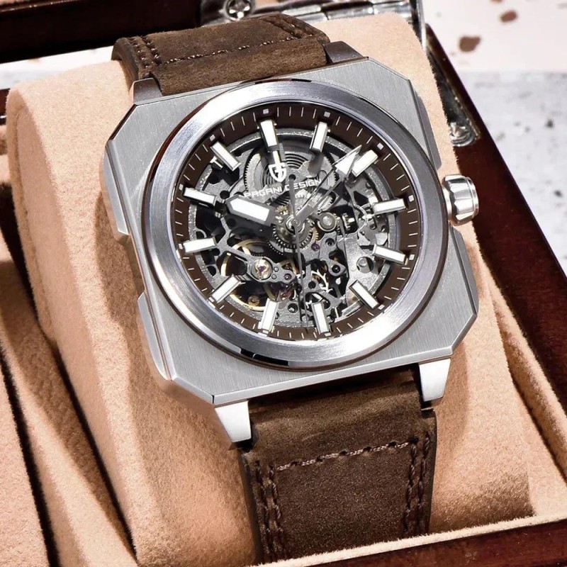 Мужские механические часы Pagani Design PD-1791 Brown-Silver с автоподзаводом и сапфировым стеклом