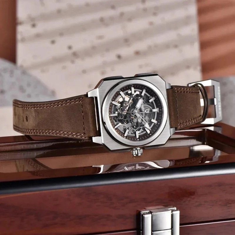 Мужские механические часы Pagani Design PD-1791 Brown-Silver с автоподзаводом и сапфировым стеклом