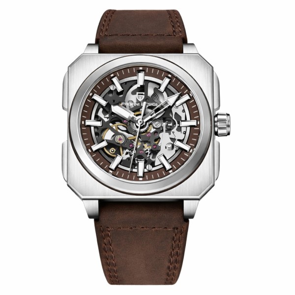 Мужские механические часы Pagani Design PD-1791 Brown-Silver с автоподзаводом и сапфировым стеклом
