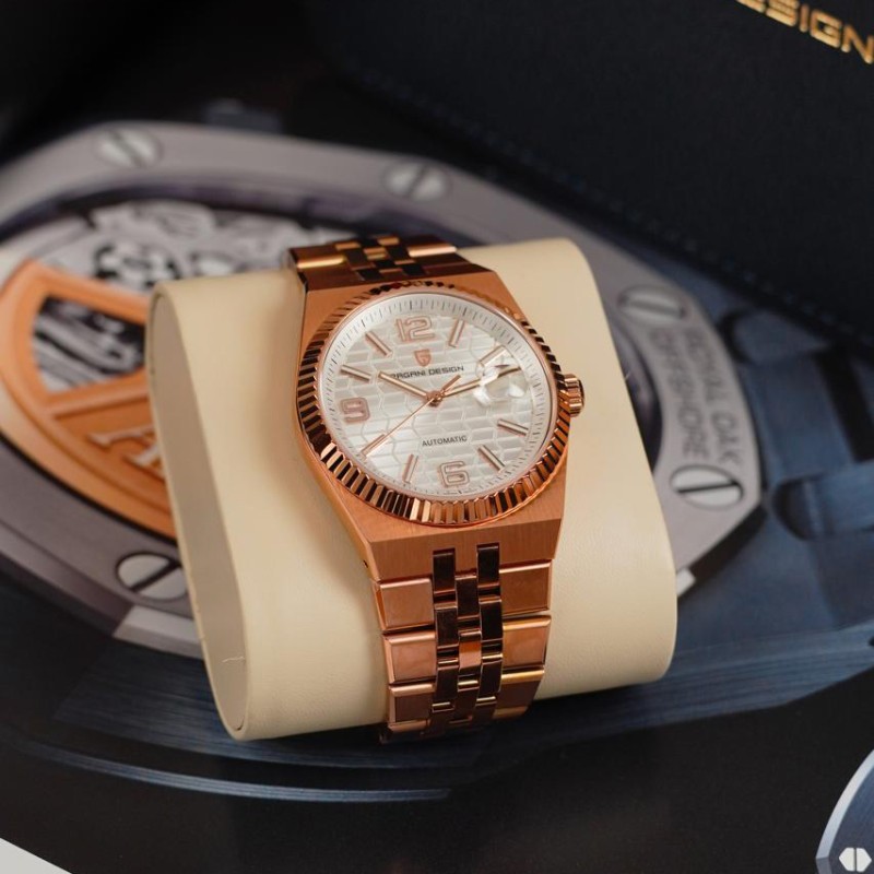 Чоловічий годинник Pagani Design PD-YS027 Gold-White з сапфіровим склом та механізмом Miyota 8215
