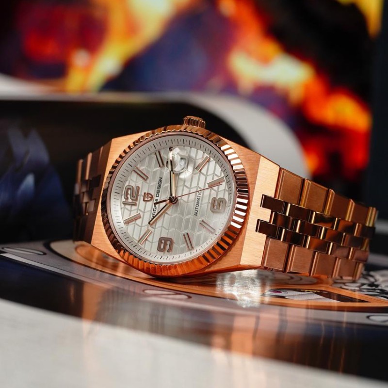 Чоловічий годинник Pagani Design PD-YS027 Gold-White з сапфіровим склом та механізмом Miyota 8215
