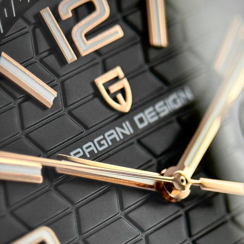 Мужские часы Pagani Design PD-YS027 Gold-Black с сапфировым стеклом и механикой Miyota